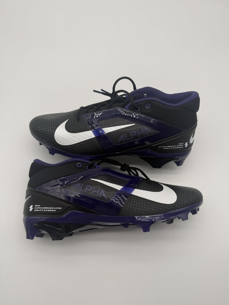 New Nike Alpha Menace 4 Pro Cleat Men's Size 15 Black Purple Football Ib2507 004